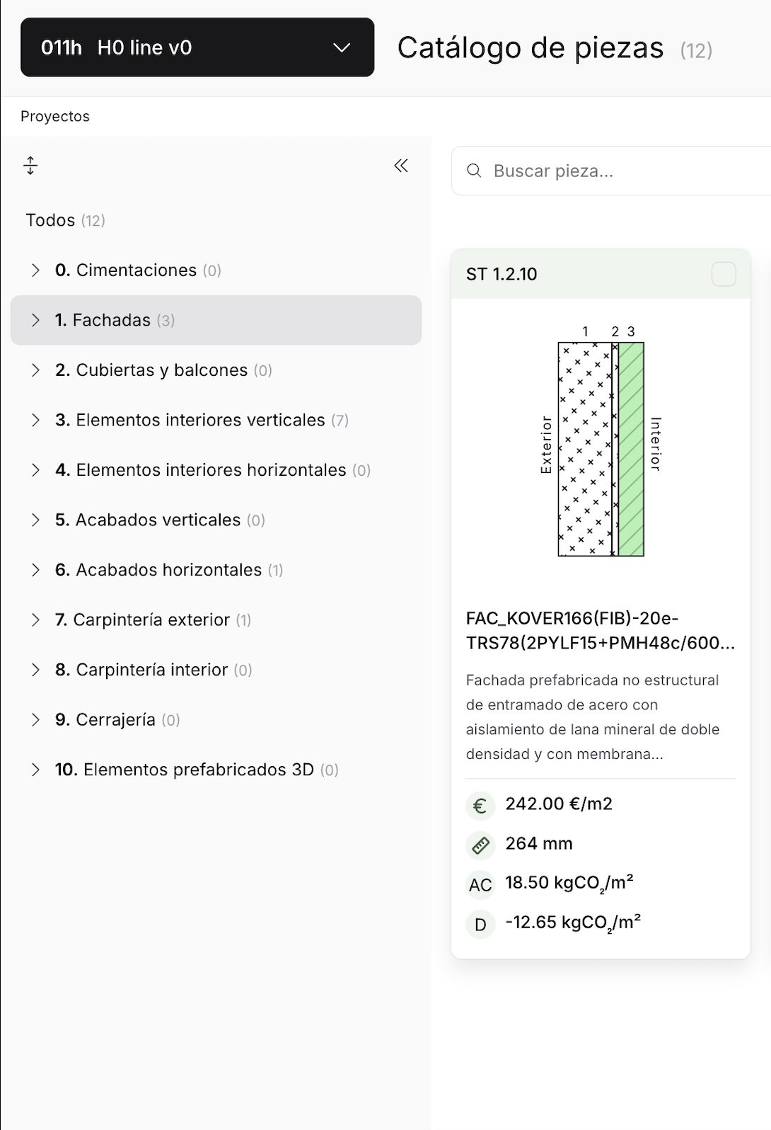 Catálogo de piezas de fachada — 011h